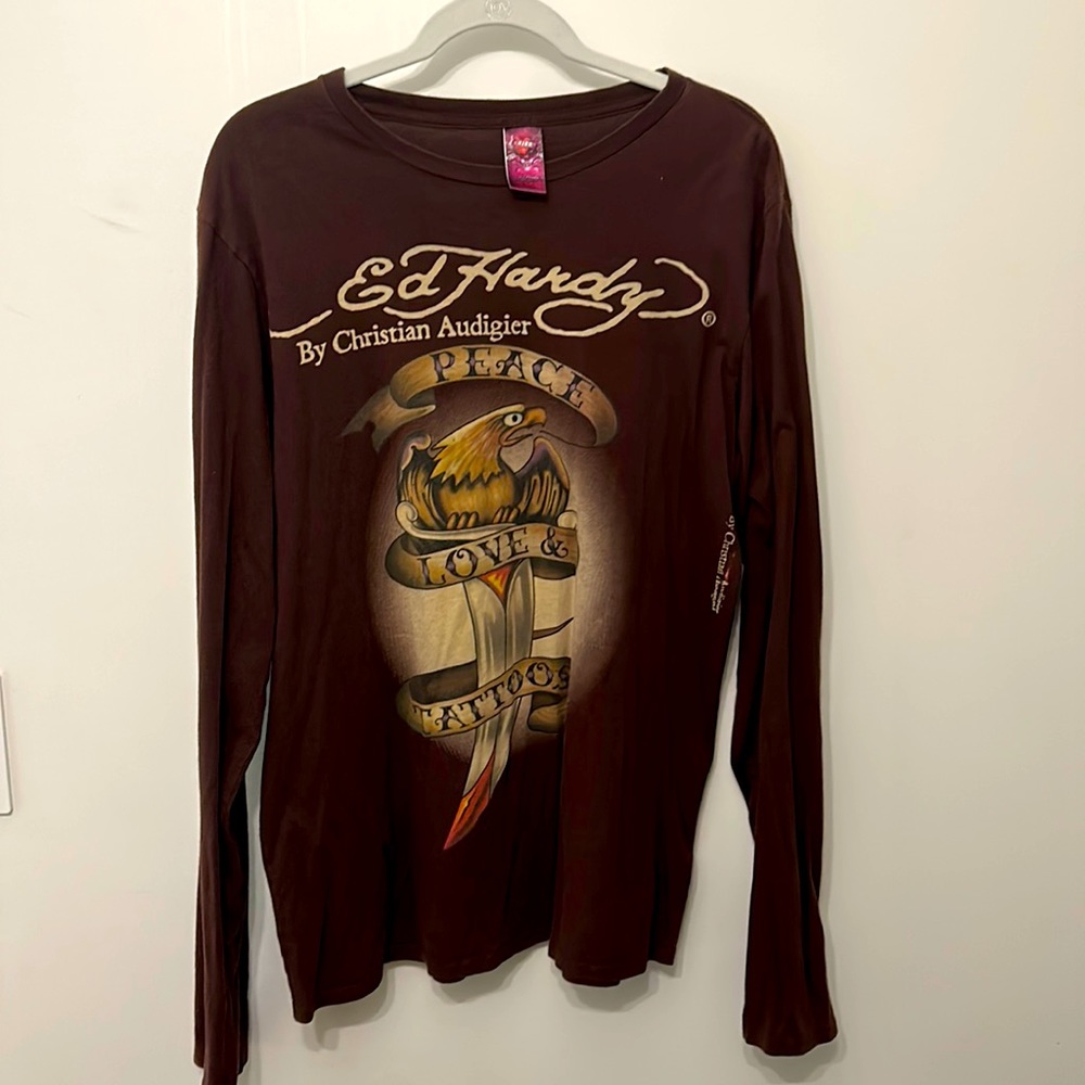 Brown Ed Hardy long sleeve